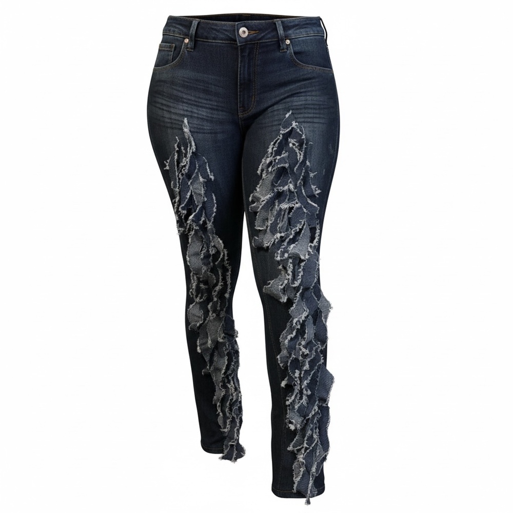 NWOT Express Skinny Stretch Shredded Women's Dark Blue Jeans‎ Size 12R